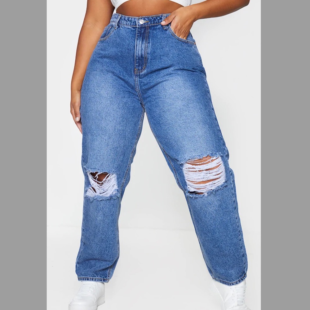 Plus knee rip mom jeans